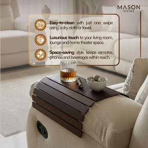 Fabricant et usine de plateaux d'accoudoirs de canapé en bois |   Table d'appoint pour canapé écologique, logo personnalisé, fournisseur OEM en gros - Product Image 2