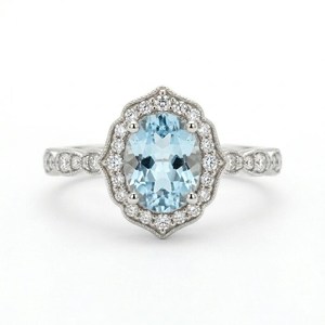 แหวนอะความารีนทรงรีธรรมชาติ เงินแท้ 925 ชุบทอง 14K เครื่องประดับหรูหรา แหวนอะความารีนสวยสง่าสำหรับผู้หญิง - Product Image 3