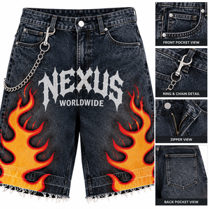 Shorts de Mezclilla para Hombre, Estilo Vintage, Lavado Claro, Desgastados, Cintura Media, 100% Algodón, Impresión Digital, 380g, Verano - Product Image 4