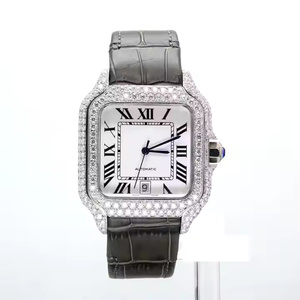 Reloj de Pulsera de Cuarzo de Lujo para Hombre con Diamantes de Moissanita Completamente Incrustados, Estilo Elegante y Moderno - Product Image 1