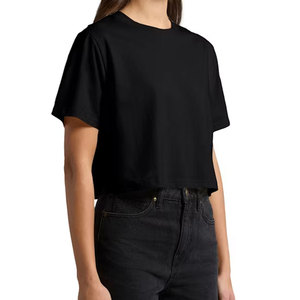 Camiseta Corta de Manga Corta para Mujer, Tejido Ligero, Cuello Redondo, Estilo Minimalista, Camiseta Corta para Uso Diario - Product Image 3