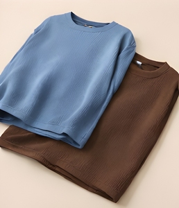 Camiseta Oversize de Algodón Pesado 240GSM con Textura Waffle y Hombro Caído, Estilo Urbano Moderno, Proveedor de Moda Contemporánea - Product Image 1
