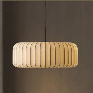 Lampe suspendue en tissu minimaliste Japandi, lanterne en soie Wabi-Sabi, lustre de style nordique, luminaire suspendu en forme de fleur pour salle à manger - Product Image 4