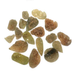 พลอยเพรนไนต์ดรูซี่ทรงหลังเบี้ย ทำด้วยมือ สีเขียว หินหลวม ขัดเงา จำหน่ายจำนวนมาก สำหรับทำเครื่องประดับ - Product Image 1