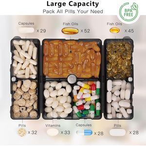Organizzatore Portatile per Pillole con 7 Scomparti, Design Pieghevole, Ampia Tasca, Custodia da Viaggio per Pillole con Funzionalità da Borsetta - Product Image 3