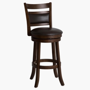 Acardi PU Leather Swivel <b>Bar</b> <b>Stool</b> Brown Solid Color Commercial Use Metal Base <b>Adjustable</b> Counter <b>Height</b> Kitchen Furniture - Product Image 1