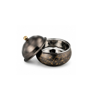 Gold Flower Pattern Stainless Steel <b>Food</b> <b>Warmer</b> Casserole with Cover Round Insulated Hot Pot - Product Image 4