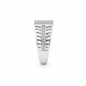925 Sterling Silver Diamond Cluster Square <b>Mens</b> <b>Ring</b> High Polish Geometric Wedding Party Gift Fine Jewelry Band - Product Image 4