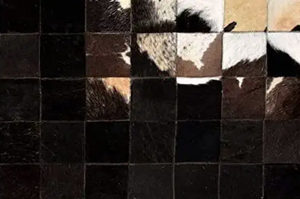 Tapis rond en patchwork de peau de vache, style moderne, avec dos antidérapant en caoutchouc, décoration de salon - Product Image 6