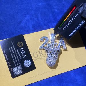 จี้บาสเก็ตบอลเพชรโมอิสซาไนต์ VVS แบบสั่งทำพิเศษ เงินแท้ 925 จี้ฮิปฮอป เครื่องประดับแฟชั่นสำหรับผู้ชายและผู้หญิง - Product Image 5