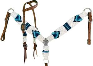 Cabezada y Riendas Portátiles y Duraderas de Estilo Western, Cuero DD de Alta Calidad, Diseño Personalizable, Decoración con Tapas Metálicas de Latón y Plata - Product Image 6