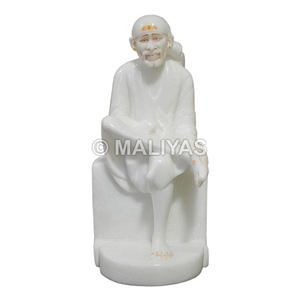 พระพุทธรูปไซบาบาหินอ่อนแท้ |   รูปปั้นพระศรีดี ไซบาบา หินอ่อนแท้สีขาว สำหรับวัดและบ้าน - MALIYAS - Product Image 1