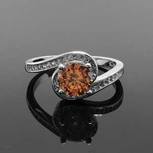 Bague de fiançailles, de promesse ou de mariage en argent sterling avec citrine foncée, cadeau d'anniversaire pour femme - Product Image 1