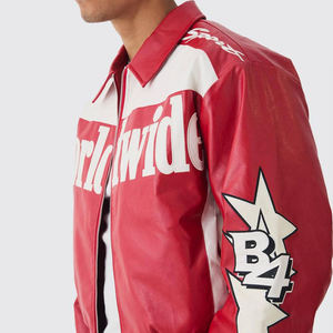 Heavyweight Street Wear Leather <b>Jacket</b> Men's <b>Plus</b> <b>Size</b> Crop Varsity Genuine Leather Chenille Embroidery <b>Waterproof</b> Designed - Product Image 3