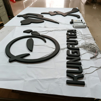 Signalétique lumineuse extérieure en acrylique et acier inoxydable à double éclairage avec lumières LED blanc chaud doux 2700K