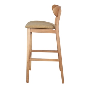 Modern Teak Wood Bar Chair High <b>Stool</b> for Kitchen Island Cafe Restaurant Furniture Durable Solid Wood Wholesale Supplier - Product Image 3