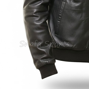 Meilleur prix Veste imperméable coupe-vent en cuir véritable de qualité supérieure pour homme Teinte unie pour l'hiver Disponible en toutes tailles Vente en ligne disponible - Product Image 4