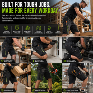 <b>Work</b> <b>Cargo</b> Shorts Comfort Elastic Waistband Breathable Quick Dry Multi Pockets High Quality Polyester/Cotton Men Knee Length - Product Image 6