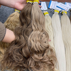 [Très Tendance] Cheveux Naturels Ondulés Blond Platine 20cm 80cm Super Double Drawn Pointes Pleines Très Haute Qualité Pour Grandes Commandes - Product Image 1