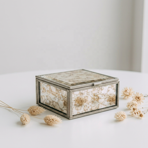 Nouvelle boîte de rangement et organisateur de bijoux en verre mercure avec cadre en acier inoxydable pour fabricants - Product Image 1