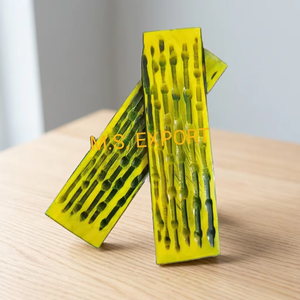 Artisanat naturel rectangulaire en matériau organique jaune fait main pour la décoration de la maison, artisanat durable - Product Image 3
