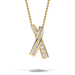 Collier pendentif en diamant de laboratoire 14K, design élégant en barre superposée avec chaîne, style minimaliste moderne, bijoux fins de qualité supérieure - Product Image 3