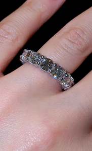 ราคาโรงงานขายส่ง เครื่องประดับโมอิสซาไนต์แบบประดับเพชรเต็มวง 925 เงินแท้ เครื่องประดับเพชรฮิปฮอป แหวนโมอิสซาไนต์แบบ Eternity - Product Image 2