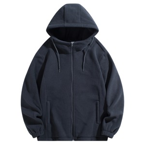 Sweat à capuche en polaire entièrement zippé personnalisé de haute qualité, léger et chaud, veste à capuche unisexe, vêtements décontractés d'extérieur pour l'hiver - Product Image 1