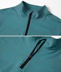 Camisetas deportivas de manga larga para hombre, sudadera con media cremallera, tops transpirables para fitness, jogging, entrenamiento y running, camisetas de compresión. - Product Image 4
