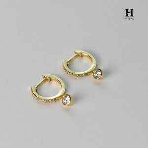 Luxury 14K <b>Gold</b> CVD Lab Grown Diamond Huggie Hoop <b>Earrings</b> IGI Certified Bezel <b>Dangle</b> Round Solitaire Drop <b>Earrings</b> for Women - Product Image 4