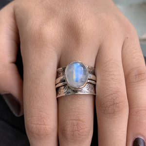 Moonstone <b>Spinner</b> <b>Ring</b> Handmade Fidget Rainbow Moonstone Sterling Silver <b>Ring</b> Anxiety Relief Jewelry Boho Gift - Product Image 5