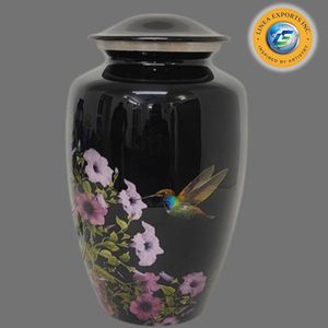 Urne funéraire Linea Exports Inc. violette avec motif de rose blanche, vase commémoratif pour adulte, motif artistique personnalisable - Product Image 3