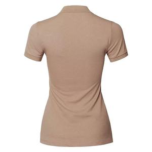 เสื้อโปโลสีเบจสำหรับผู้หญิง แขนสั้น สีพื้น สไตล์ลำลอง ความยาวปกติ ผ้าทอ - Product Image 4