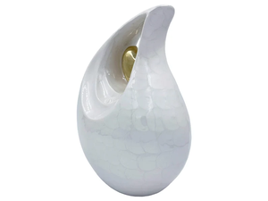 Urne funéraire en aluminium blanc émaillé avec motif cœur doré pour adulte - Product Image 4