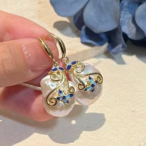 Handmade S925 Silver Baroque Freshwater <b>Pearl</b> <b>Dangle</b> <b>Earrings</b> for Women Retro Heterosexual Earhooks DIY - Product Image 3