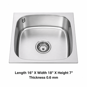 Stainless Steel 201/304 Single Bowl Square Modern Easy to Clean <b>Kitchen</b> <b>Sink</b> Above Counter Tabletop Mount Polished Wash Basin - Product Image 4