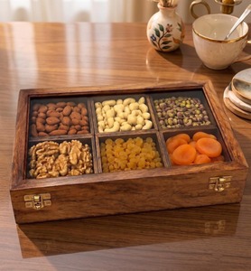 Compartment Eco-Friendly Wooden <b>Spice</b>-Fit Box with Condiments Filled <b>Jars</b> by blossom craft india - Product Image 1