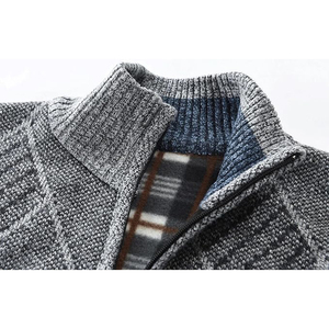 Cardigan zippé pour homme, col mandarin, manches classiques, couleur unie, tricot anti-boulochage, vêtement d'hiver - Product Image 5