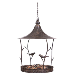 Rustic Metal <b>Wall</b> <b>Mounted</b> <b>Bird</b> <b>Feeder</b> With Ornamental Design And Perched <b>Bird</b> Detail For Outdoor Garden Use Vintage <b>Bird</b> <b>Feeder</b> - Product Image 2