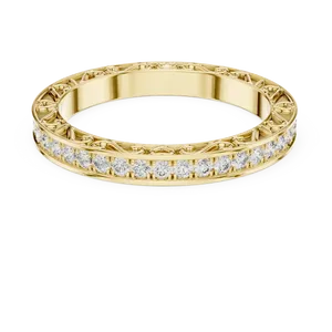 Synthetic Diamond 0.50 CTW E Color Round Brilliant 18K Solid <b>Gold</b> <b>Vintage</b> Scroll Engraved Band Luxury Unisex <b>Ring</b> - Product Image 1