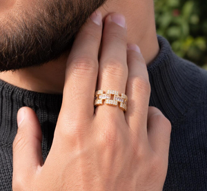 Anillo de Zirconia con Diseño Geométrico, Bañado en Oro, para Regalo de Aniversario de Bodas - Product Image 6