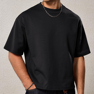 Camisetas de algodón de manga corta de corte holgado unisex con parche bordado personalizado y logo grande, camisetas de hombre de peso pesado y ajuste holgado. - Product Image 2