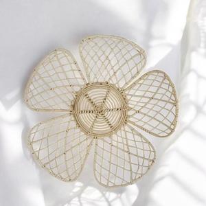 Handmade Rattan Flower <b>Wall</b> Decor Woven Boho <b>Wall</b> <b>Art</b> Natural <b>Wicker</b> Hanging Decoration for Living Room Bedroom - Product Image 1