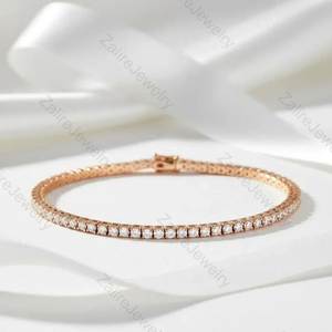 Pulsera de tenis de lujo de plata de ley con diamantes cultivados en laboratorio de talla brillante engastados a mano, certificados IGI, diamantes de 4 mm. - Product Image 2