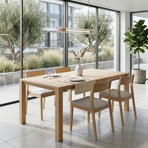 Modern Rectangular Solid Wood <b>Dining</b> <b>Table</b> Elegant Slatted Top <b>Wooden</b> Furniture For <b>Rustic</b> Home Kitchen Setup Art Design Set Art - Product Image 2