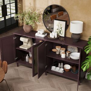 Buffet à 4 portes en rotin avec étagères réglables de 70 pouces pour la cuisine et le salon, solution de rangement durable - Product Image 3