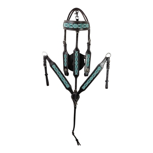 Manaal Enterprises Genuine Leather Western <b>Chaps</b> with Turquoise Inlay and Adjustable Buckle Closure for <b>Riding</b> Regular Fit - Product Image 2