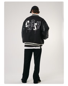 Blouson universitaire personnalisé en toile polyester/coton, style lycée et université, avec fermeture boutonnée, décontracté, hiver, professionnel, coupe haute - Product Image 3