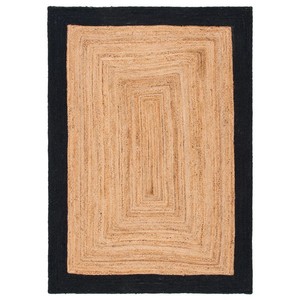 Tapis de cuisine rectangulaire en jute style ferme, tissage plat, antidérapant, couleur naturelle, poils fins, décoration intérieure - Product Image 1