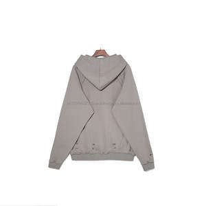 Pas de ficelle logo personnalisé streetwear 460gsm éponge française manches raglan en détresse lavage à l'acide sweat à capuche zippé pour unisexe - Product Image 6